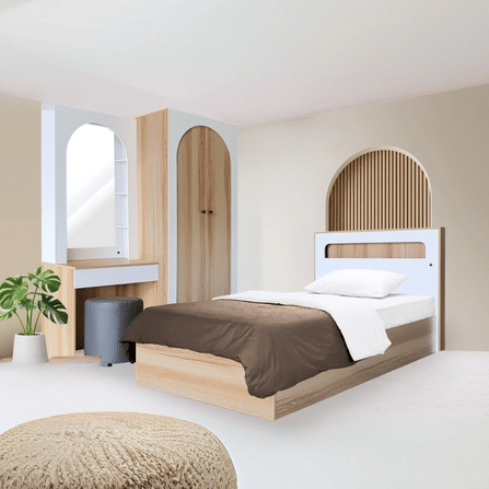 ชุดห้องนอน + ที่นอนสปริง 3.5 ฟุต WISDOM DESIGN FURNITURE รุ่น ARISTA 2 สี แอช/ขาว_7